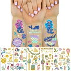 Русалка бронзовые татуировки наклейки мультфильм блестящие металлические детские Временные татуировки для тела День Рождения Декор Русалочка Вечерние