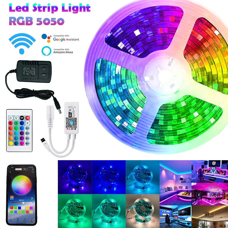 

Led Strip Light RGB 5050 Luces Led Light Flexible Backlight Lamp Ribbon DC 12V SMD5050 5m 10m 15m 20m Bluetooth Wifi Tape Diode