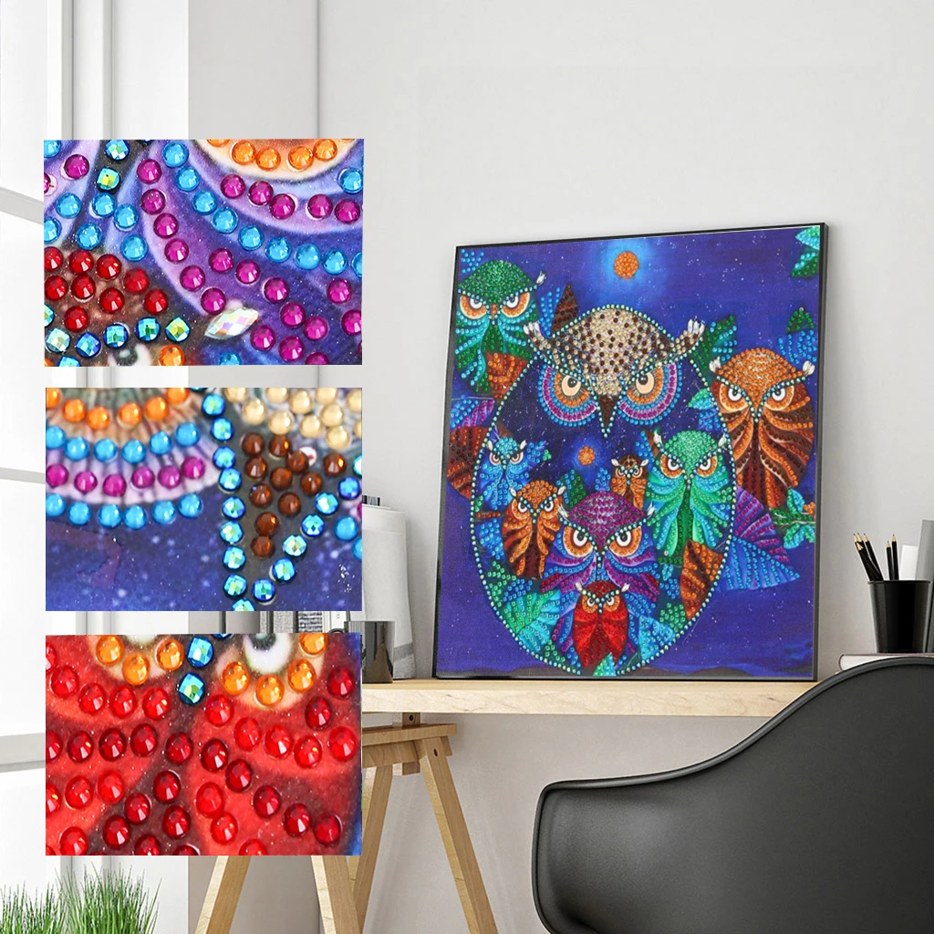 

5d алмазная живопись особой формы, животное, сова, Алмазная мозаика, вышивка, круглый кристалл, «сделай сам», художественные изделия, украшен...