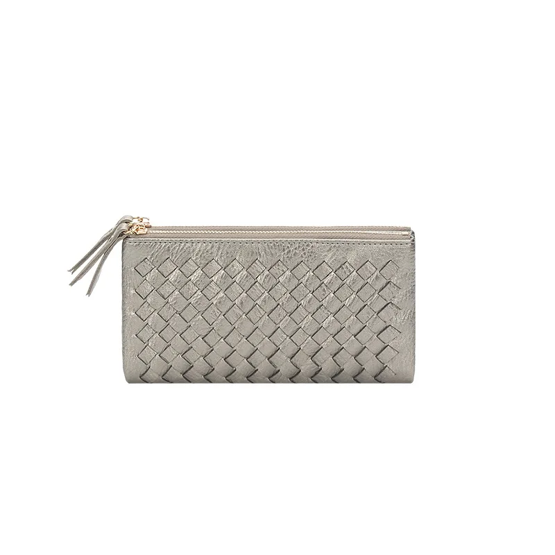 

Women's Bag Korean Version Weaving Long Wallet Multi Function Bag Zero Wallet
