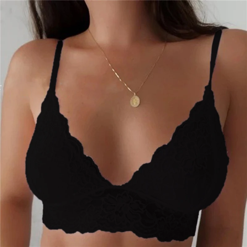 

Ladies Sexy Lace Floral Bra Push Up Non Adjustable Straps Fashion Seamless Solid Color Brassiere Women Thin Underwear