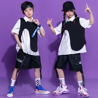 kid cool kpop hip hop clothing oversized shirt top sleeveless jacket streetwear strap shorts for girl boy dance costume clothes