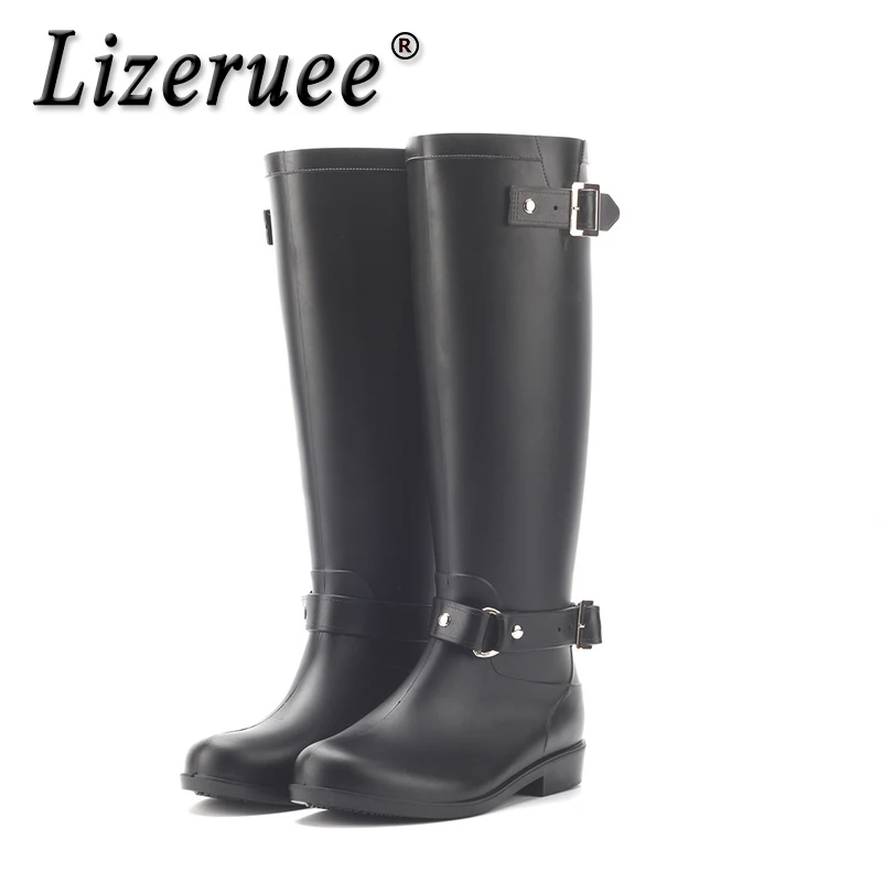 Женские высокие дождевые сапоги рабочие водонепроницаемые до колена из ПВХ