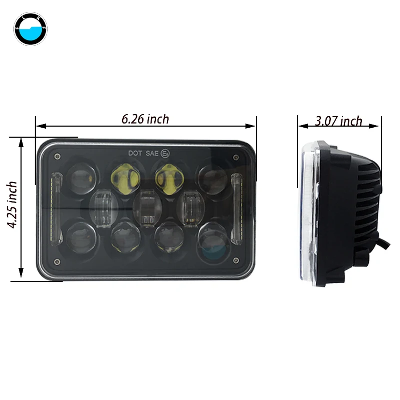4x6 inch DOT Approved HeadLamp Square 5'' 60W Led Work Hi/Lo beam Light Truck System For Ford Mustang | Автомобили и