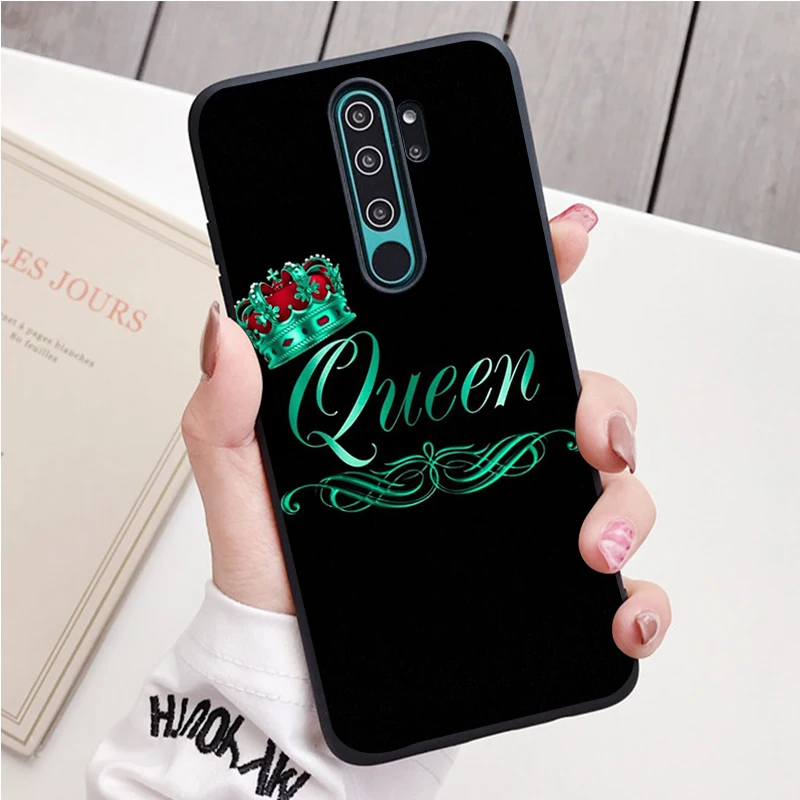 Король и королева Корона черный силиконовый чехол для мобильного телефона Redmi note