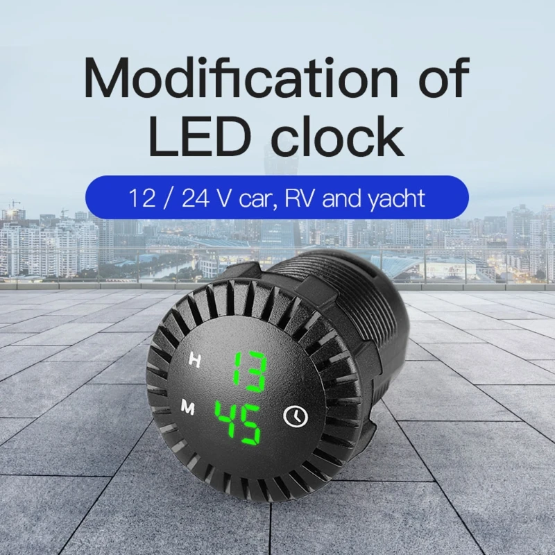 

12V/24V Automotive Car Boat Truck Motorcycle 24hours Touch Digital Clock LED Display Car Panel Electronic Clock Waterproof