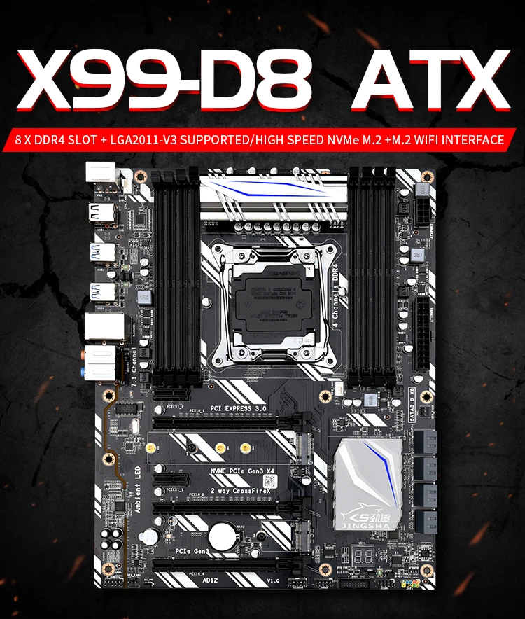 Комплект материнской платы LGA 2011 3 X99 D8 4 шт. 8 Гб 2400 МГц DDR4 память ECC REG с 2 6 ГГц ядер E5