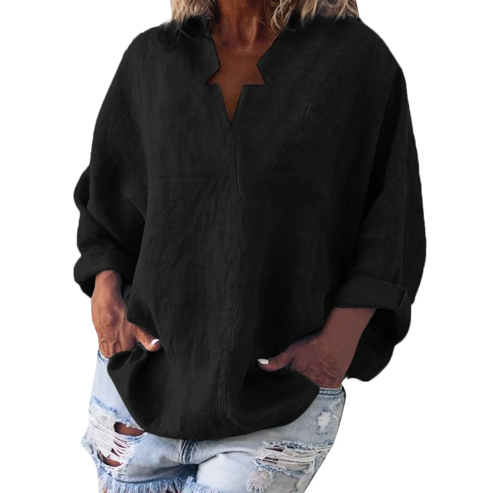 

Блузка-Кафтан Женская в стиле бохо с длинным рукавом, хлопково-Льняная мешковатая блузка, топ, уличная одежда, лето 2021