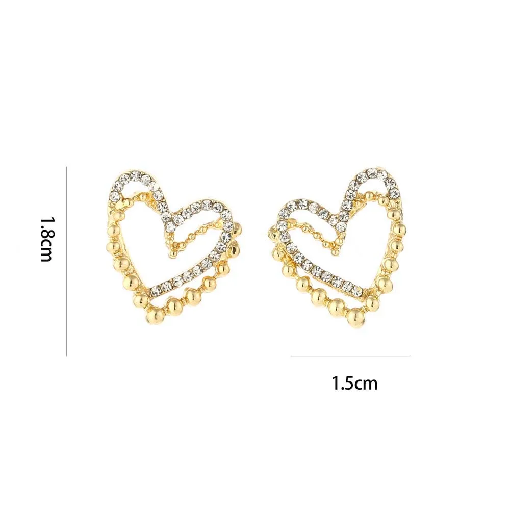 

Stud Earrings Korean Style Simple Temperament Double Love Heart Earrings Women Fashion Jewelry Accessories