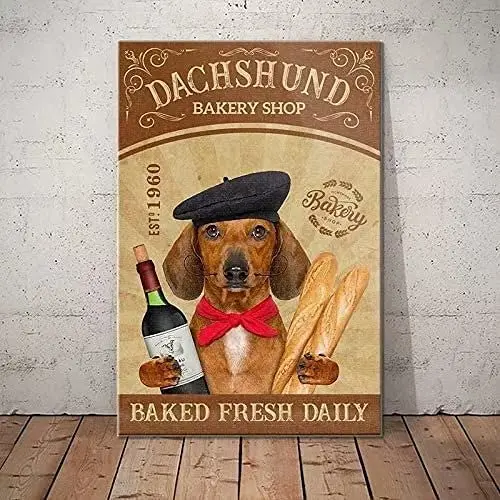 

Забавная собака, металлический жестяной знак, Такса, хлебобулочный магазин, печатный плакат, хлебобулочный бар, ресторан, кафе, гостиная, ку...