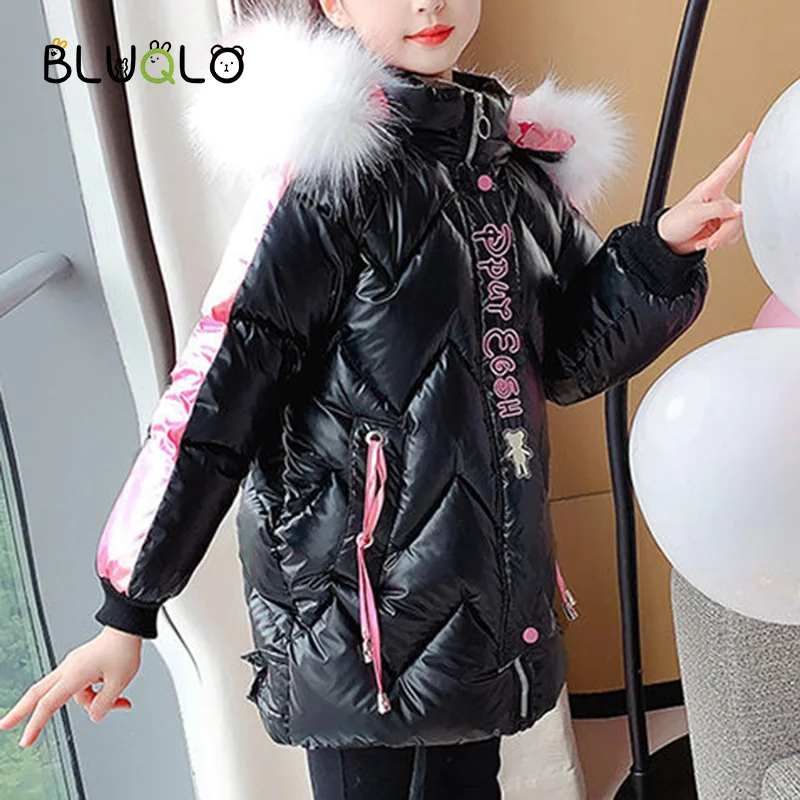 Зимняя Детская куртка детские парки с капюшоном для маленьких девочек длинное