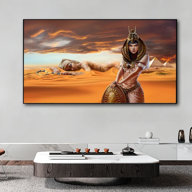 

Egypt Pyramid Landscape Canvas Painting Wall Art Desert Nude Woman Poster Print Wall Picture for Living Room Home Decor Cuadros