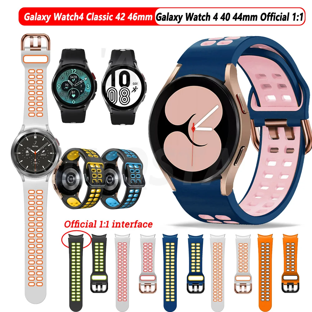 

Ремешок силиконовый для Samsung Galaxy Watch 4 Classic 46 42 мм, спортивный браслет для смарт-часов, 20 мм 44 мм 40 мм