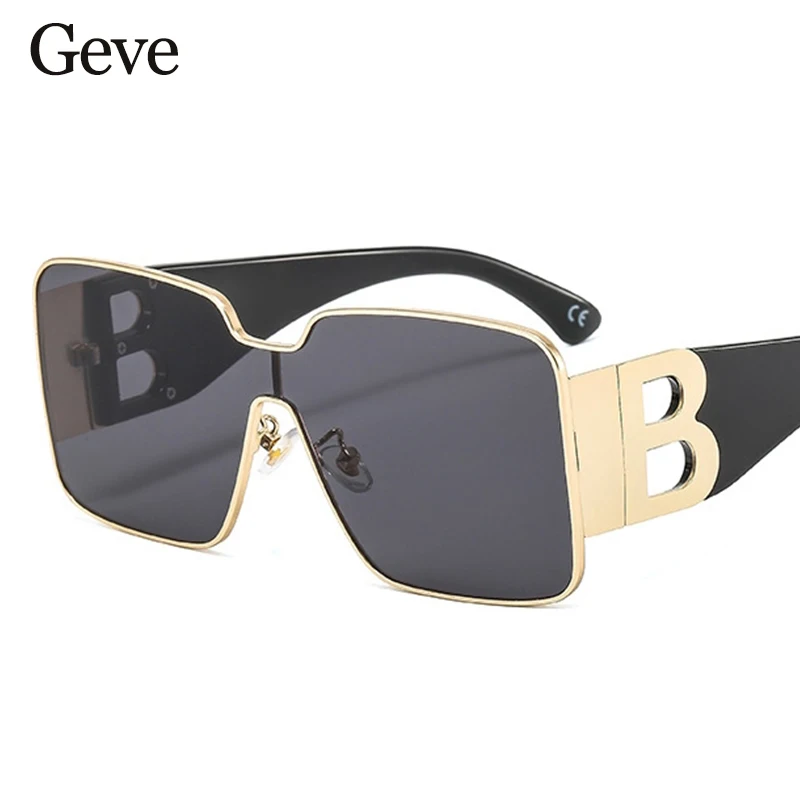 

Oversized Brand Square Women's Sunglasses Fashion Black Luxury Design Letter B Big Frame Men's Sunglasses Shades UV400 Vintage