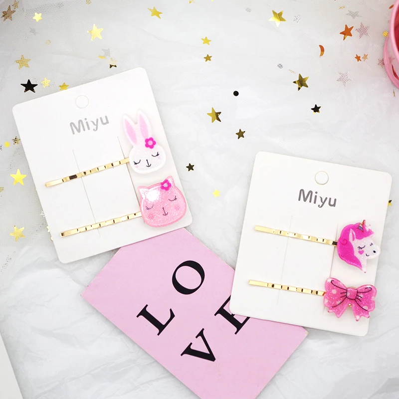 2 шт./компл. милый акриловый заколка с мультяшными животными заколки для волос