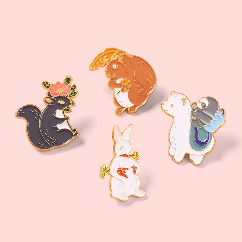 

Cute Rabbit Fox Alloy Brooch Bag Clothes Backpack Lapel Enamel Pin Badges Cartoon Jewelry Gift For Friend Women Accessories
