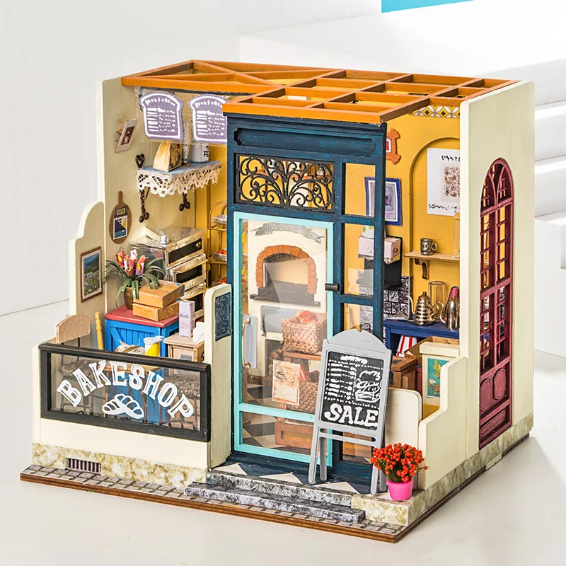 

Doll House Miniature DIY Dollhouse With Furnitures Wooden House Waiting Time Toys For Children Nancy's Bake Shop Birthday Gift