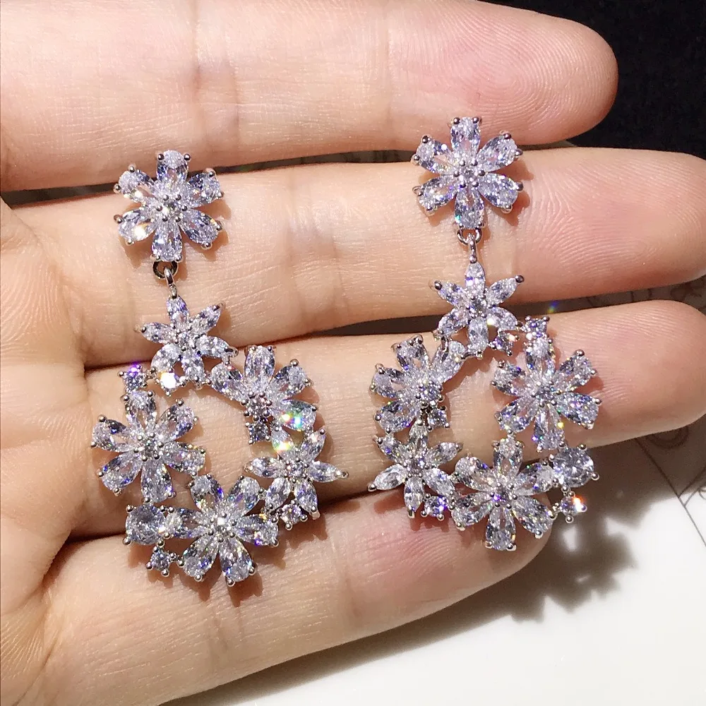 Женские серьги капельки с большим цветком великолепные разноцветные желтые