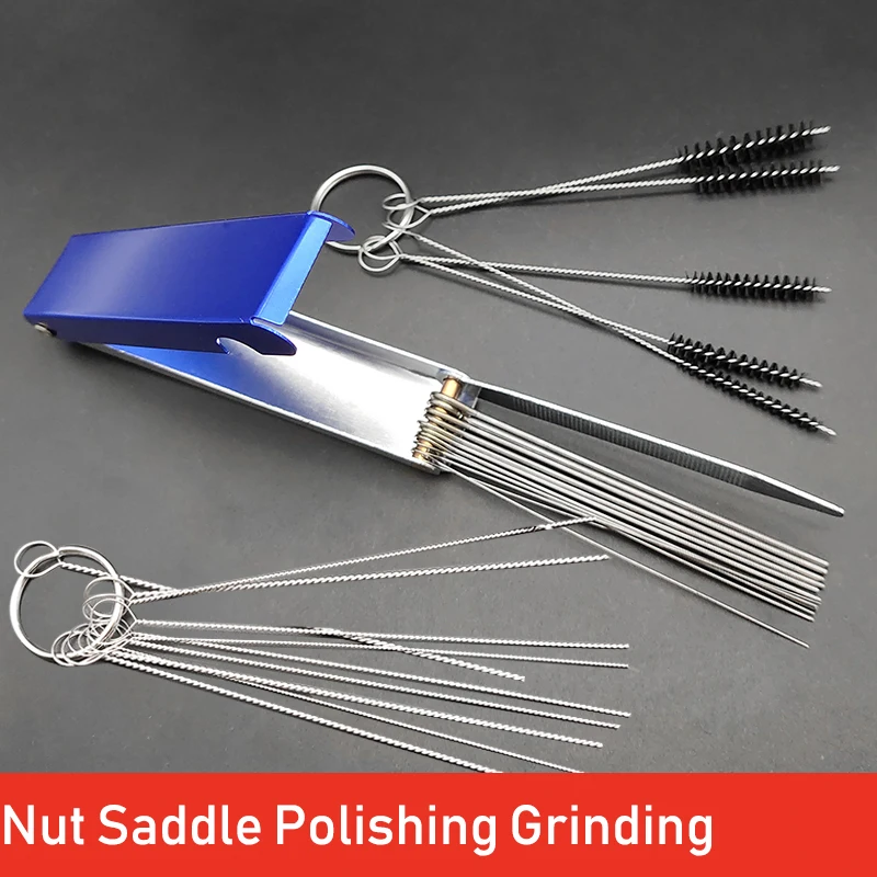 metall 13 größen lange welle dateien elektrische gitarre bass ukulele sattel mutter polnischen werkzeuge mit pinsel gitarre luthier werkzeug