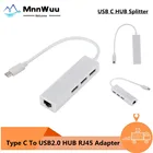 Высокоскоростной адаптер для передачи данных с 3 портами USB 2,0 Тип C на Ethernet LAN RJ45