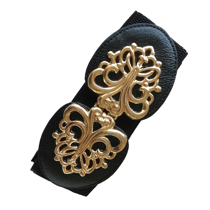 Женское эластичное платье в стиле ретро с металлическим цветком и узким поясом