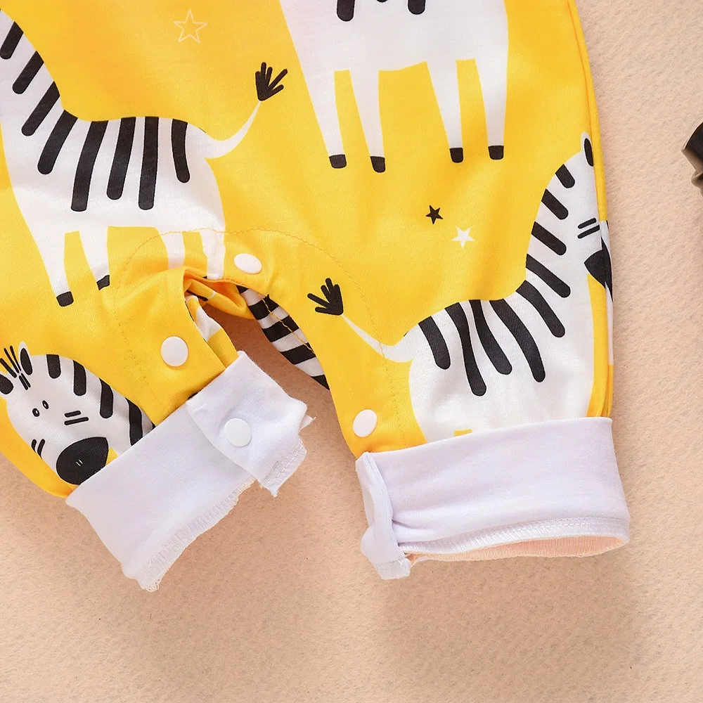 Детский хлопковый комбинезон с длинным рукавом принтом зебры | Мать и ребенок