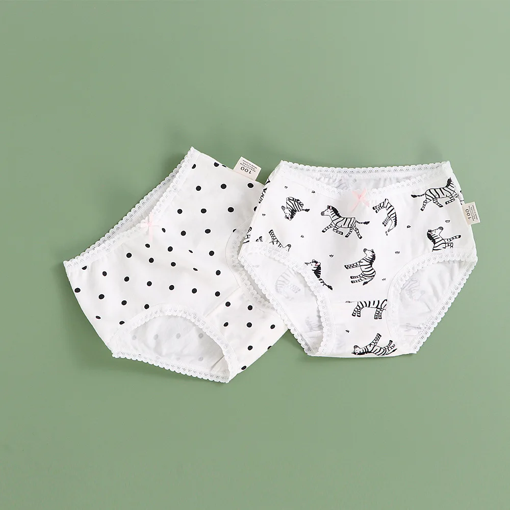 

Girls Panties Kids Cotton Underwear Children's Briefs Trellis Bright Cat Cartoon Short For Teenage Girls 2Pcs Lot