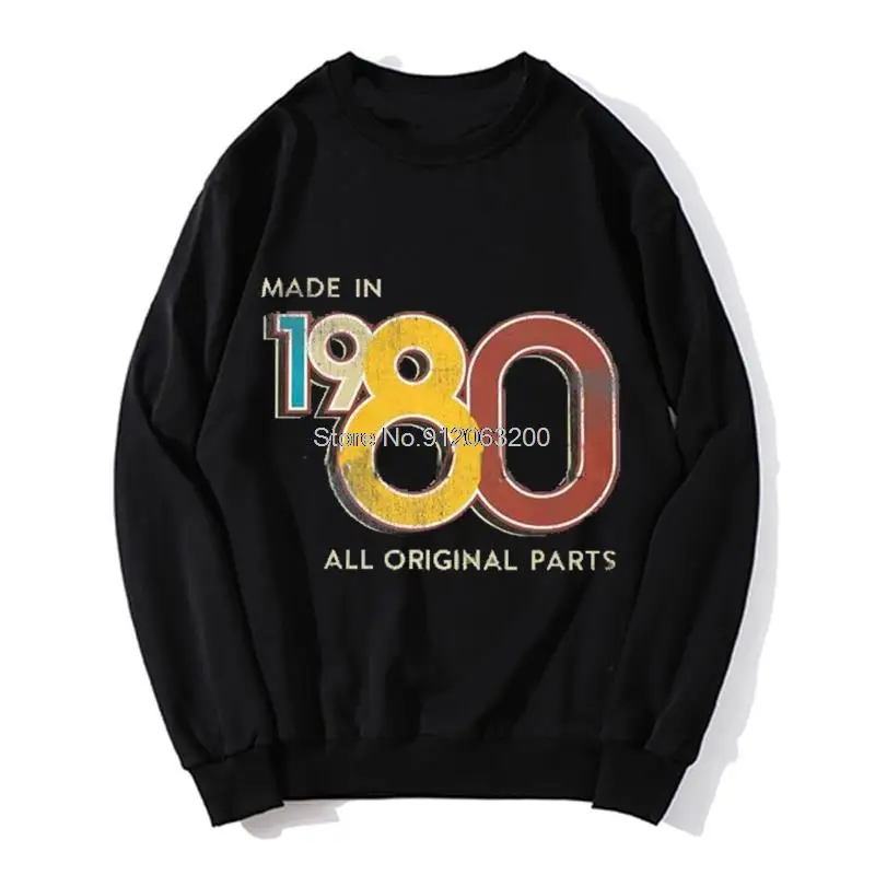 

In Made 1980 40th Birthday Old School Retro Anniversar Hoodie Men O-neck Hoodies Fleece Sweater Sweatshirt Harajuku Streetwear