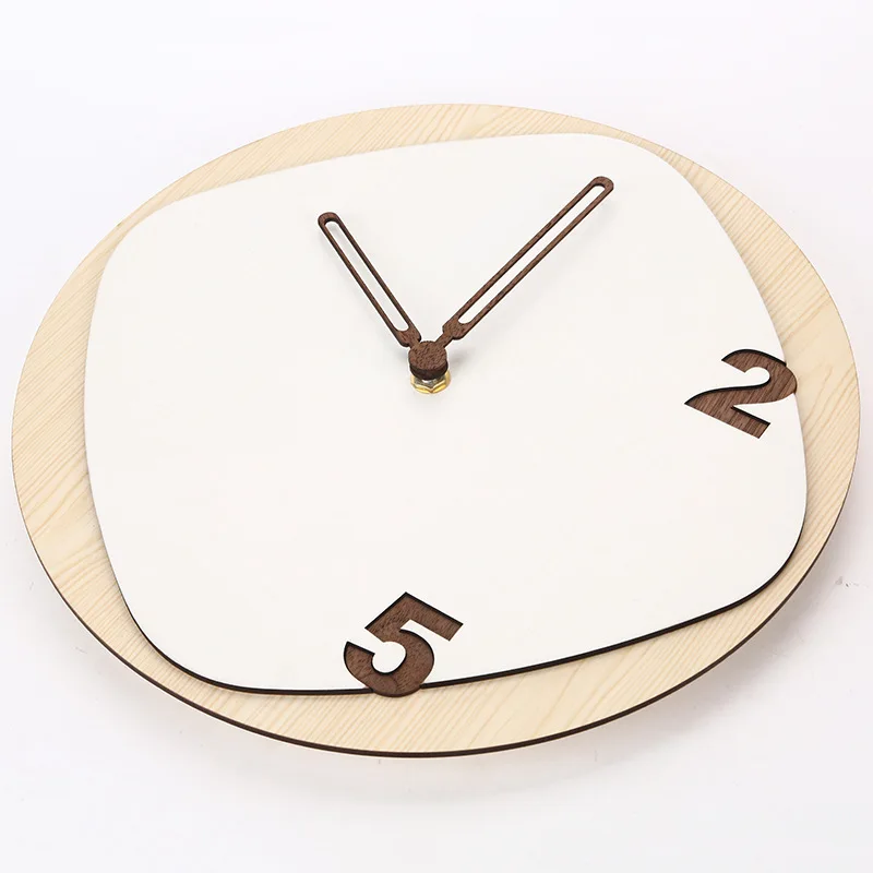 

Modern Design Wall Clock Creative Wooden Large Decorative Wall Clock Home Decoration Mute Needle Living Room Clock