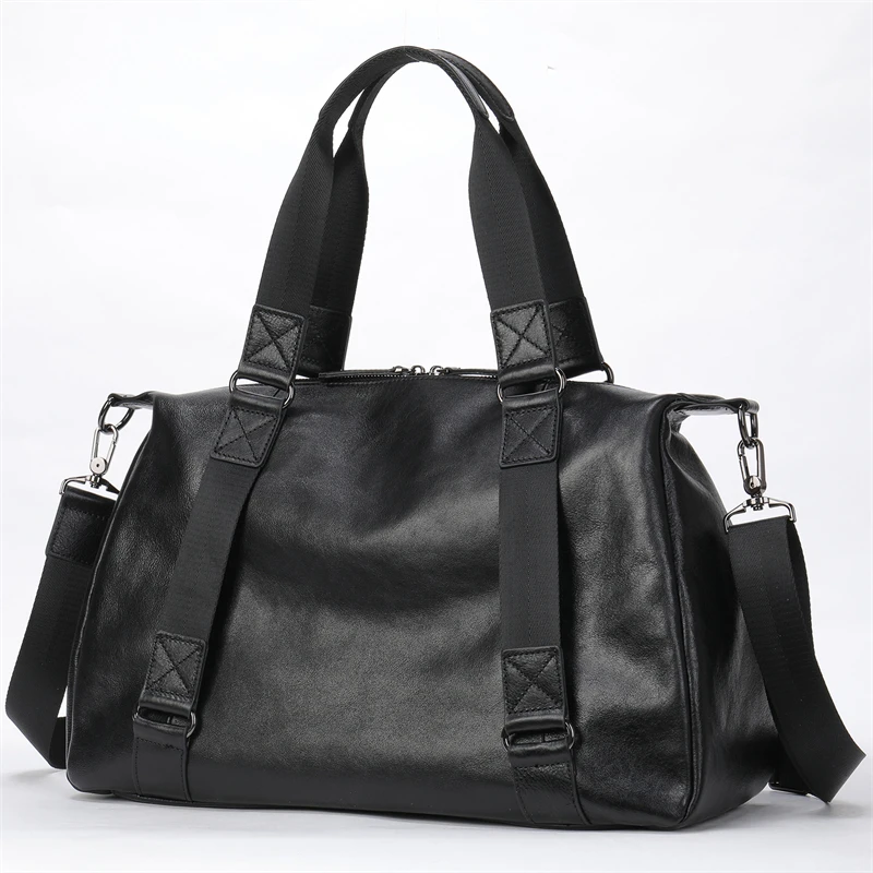 Men's Genuine Leather Travel Bag Men Vintage Large Capacity Duffle Bag Luggage Male Messenger Shoulder Bags For 15.6