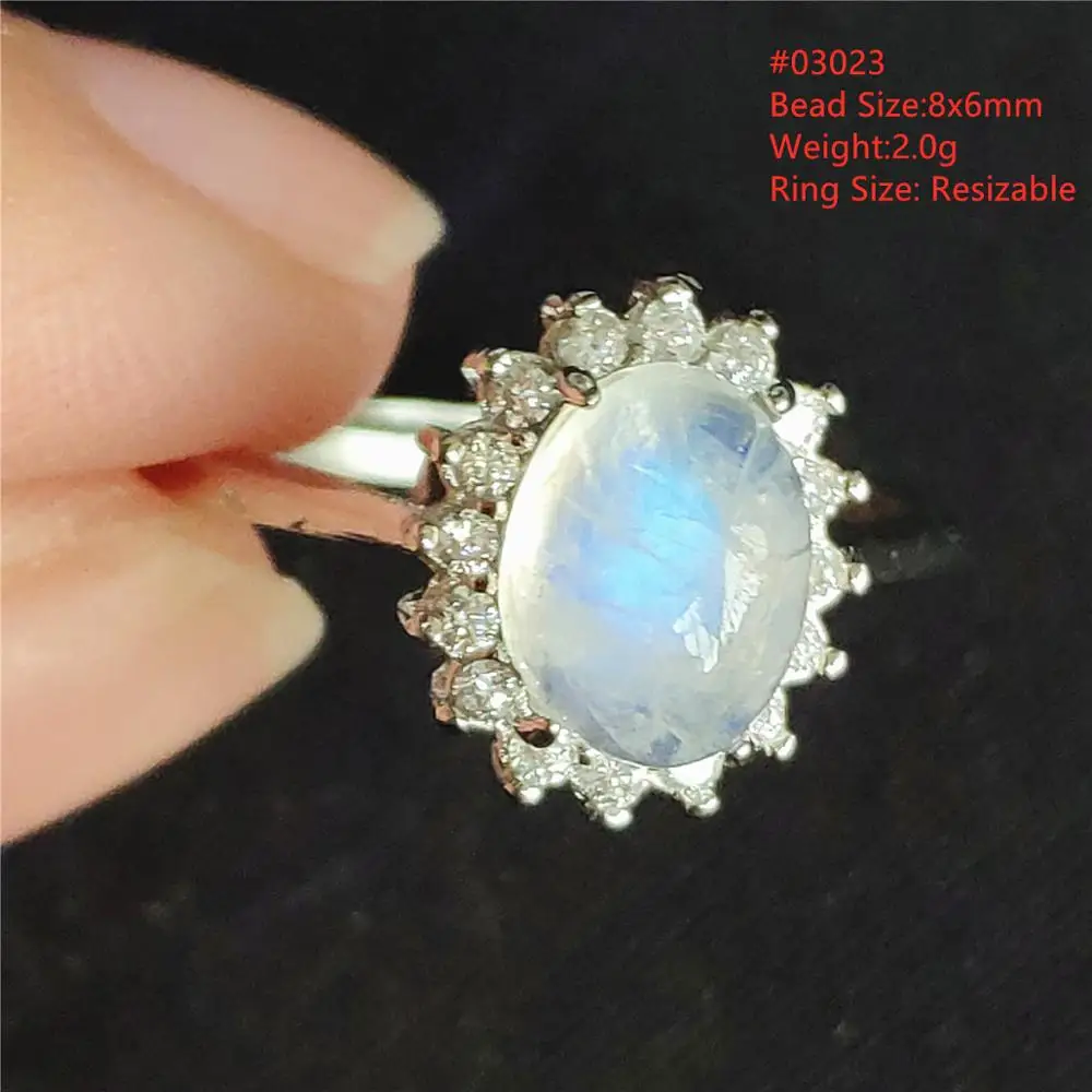 Кольцо регулируемое с натуральным лунным камнем для мужчин и женщин серебро 925