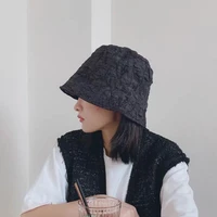 pleated womens spring and summer bucket straight bucket hat thin korean style lace sun hat fairy small head circumference