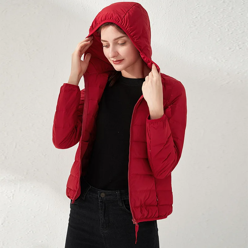 

Lightweight Down Jacket Women's Short Autumn and Winter New Hooded Fashion Korean Style Slim Thin Plus Size 3XL Casual Jacket