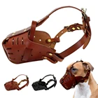 Намордник для собак, Регулируемая кожаная маска для рта для домашних животных, Антибликовая Жевательная намордница для больших собак, щенок, немецкий овчаг, товары для домашних животных