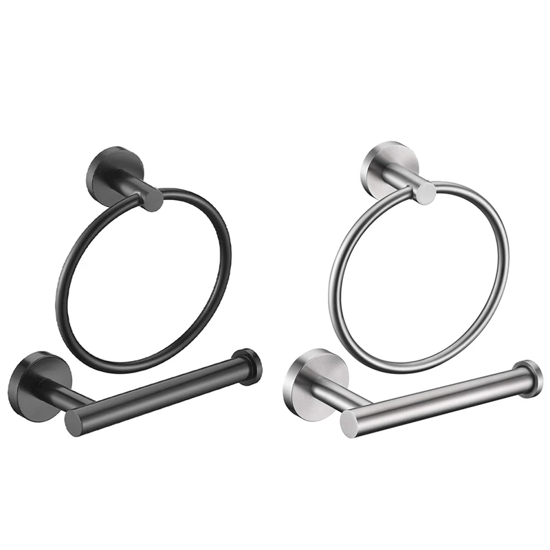 

Toilet Paper Holder and Hand Towel Ring Bathroom Hardware Accessories Set Wall Mounted