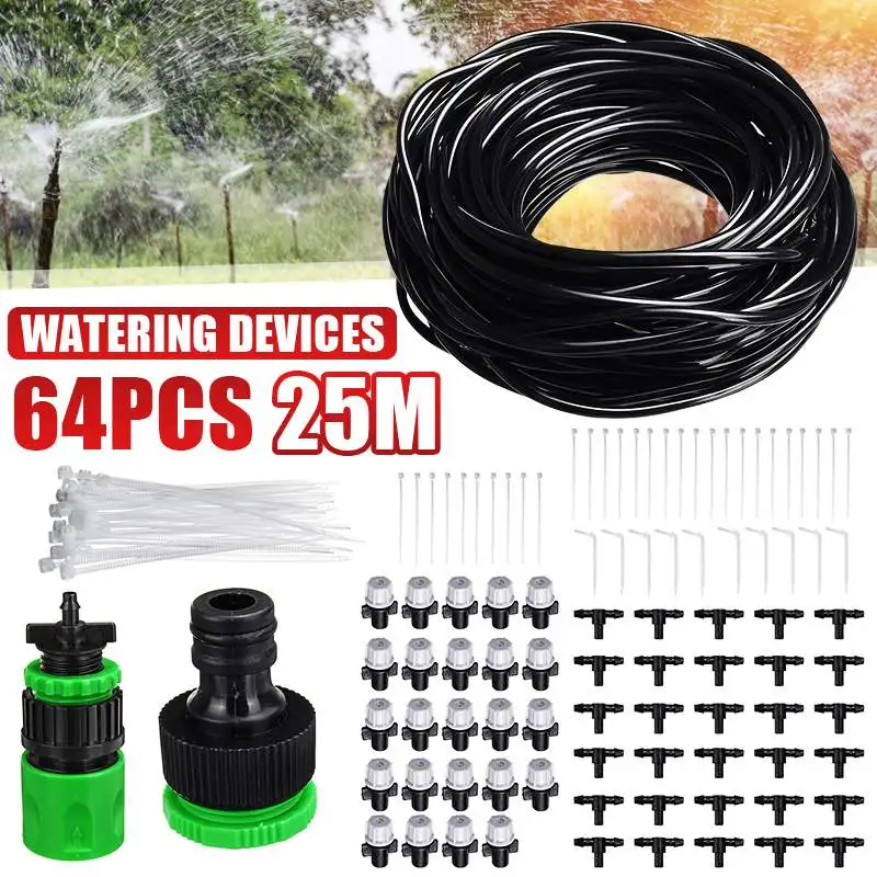 

25M Self Automatic Garden Watering System Water Drip Irrigation System Plant Watering Kit Irrigation Adjustable Dripper Mist Set