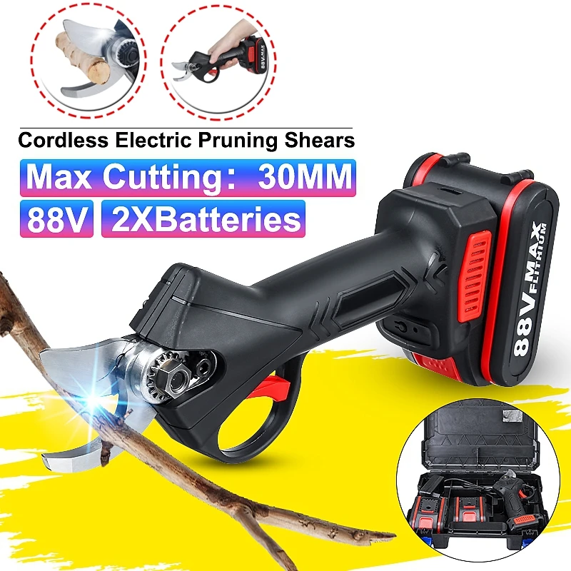 NEW 88V Cordless Pruner Lithium-ion Pruning Shear Efficient Fruit Tree Bonsai Pruning Electric Tree Branches Cutter Landscaping