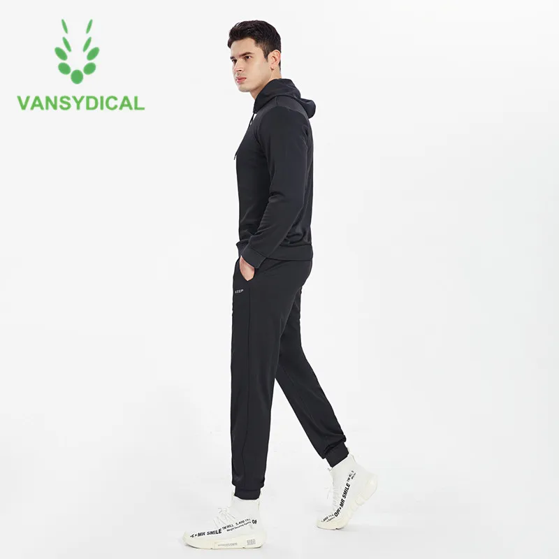 Фото Спортивный костюм для мужчин Vansydical, зимний спортивный костюм для бега, тренировок, толстовки и штаны №2