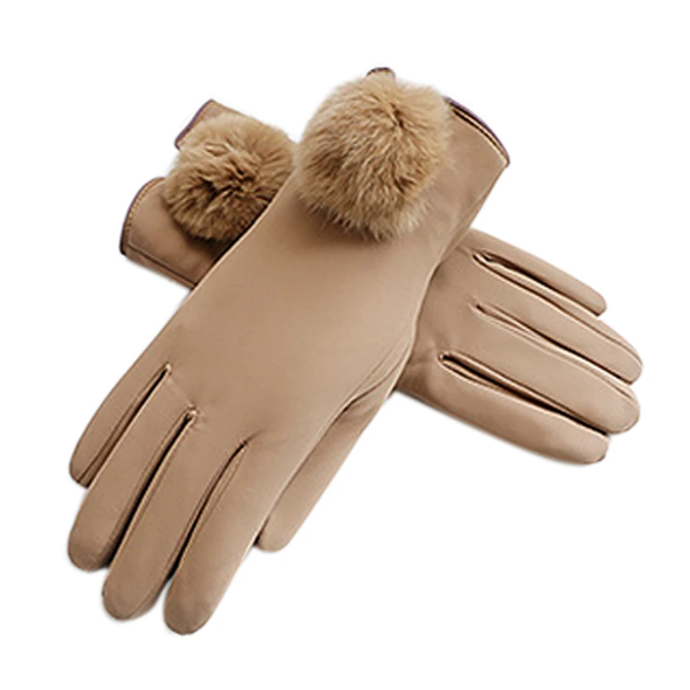 

Перчатки женские зимние из экокожи, элегантные теплые ветрозащитные Митенки на подкладке, для отдыха на открытом воздухе, с чувствительнос...