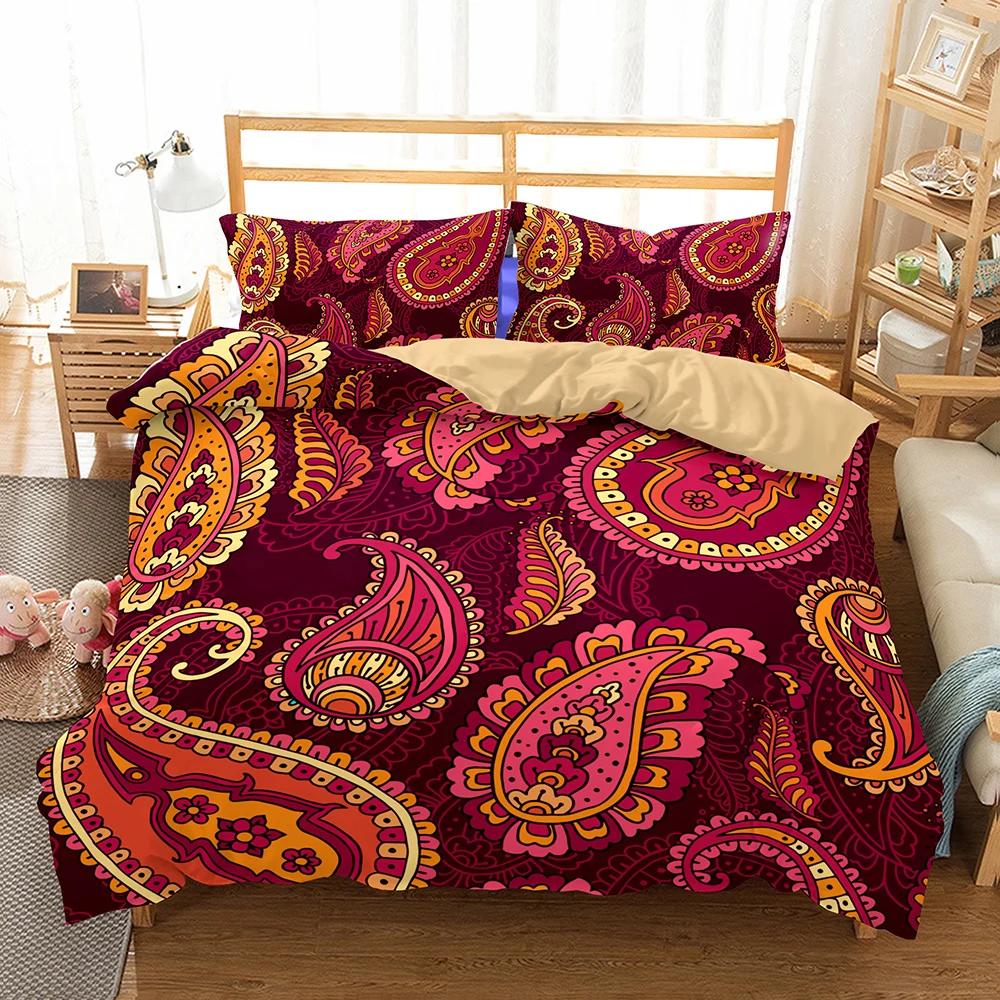 

Bohemian Mandala Bedding Set Nordic Duvet Cover Set with PillowCase King Queen Size Red Bed Comforter,3pcs Bed Sheets,bedspread