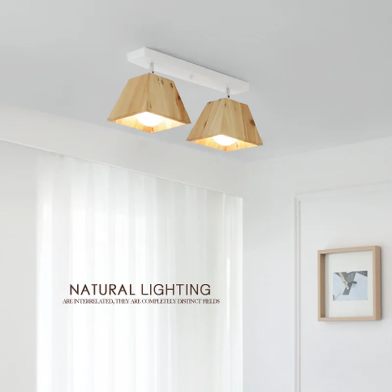 Скандинавский деревянный потолочный светильник японский стиль Стиль твердой