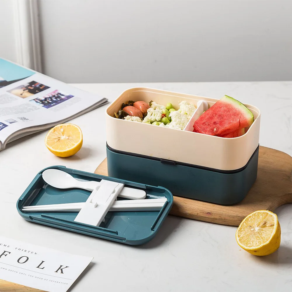 

New Double layer Lunch Box For Kids Sealed Leak-proof Food Storage Container Microwavable Portable Picnic Bento Box