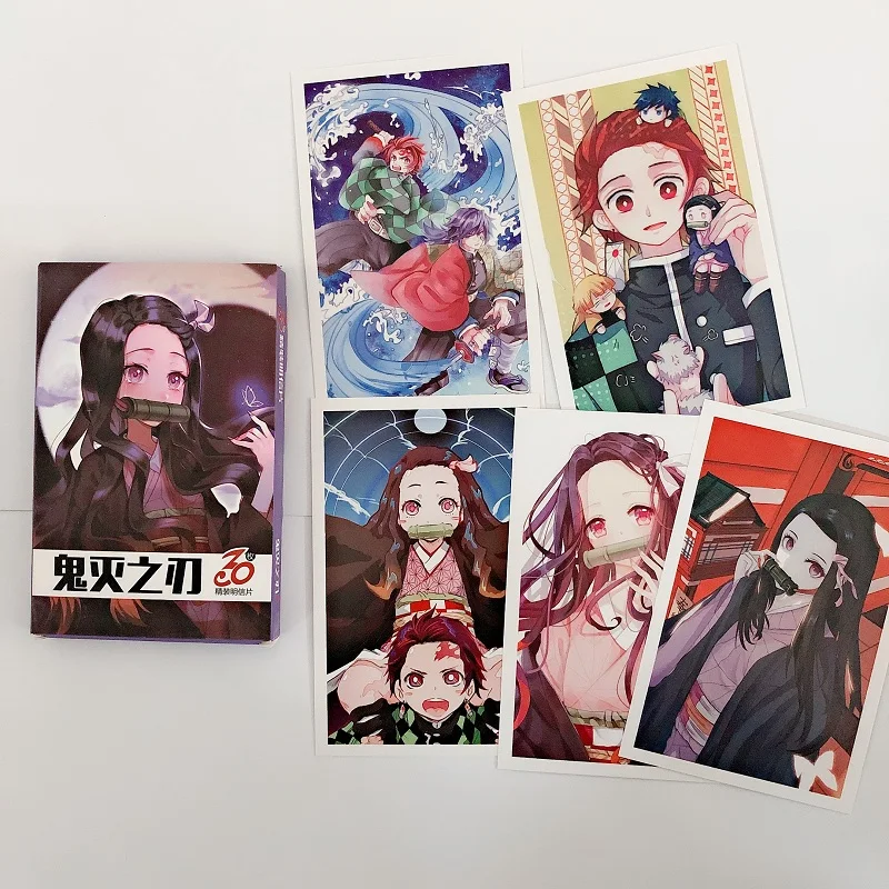 

30 листов/набор Demon Slayer: Kimetsu no Yaiba аниме открытка коллекция открытки поздравительные открытки подарок на день рождения