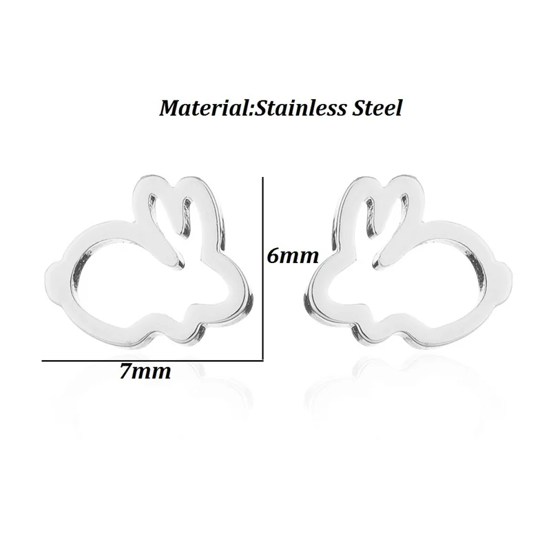 

Stainless Steel Rabbit Stud Earrings for Women Kids Minimalist Cute Animal Bunny Earrings 2021 Trendy Jewelry Accessories Gifts