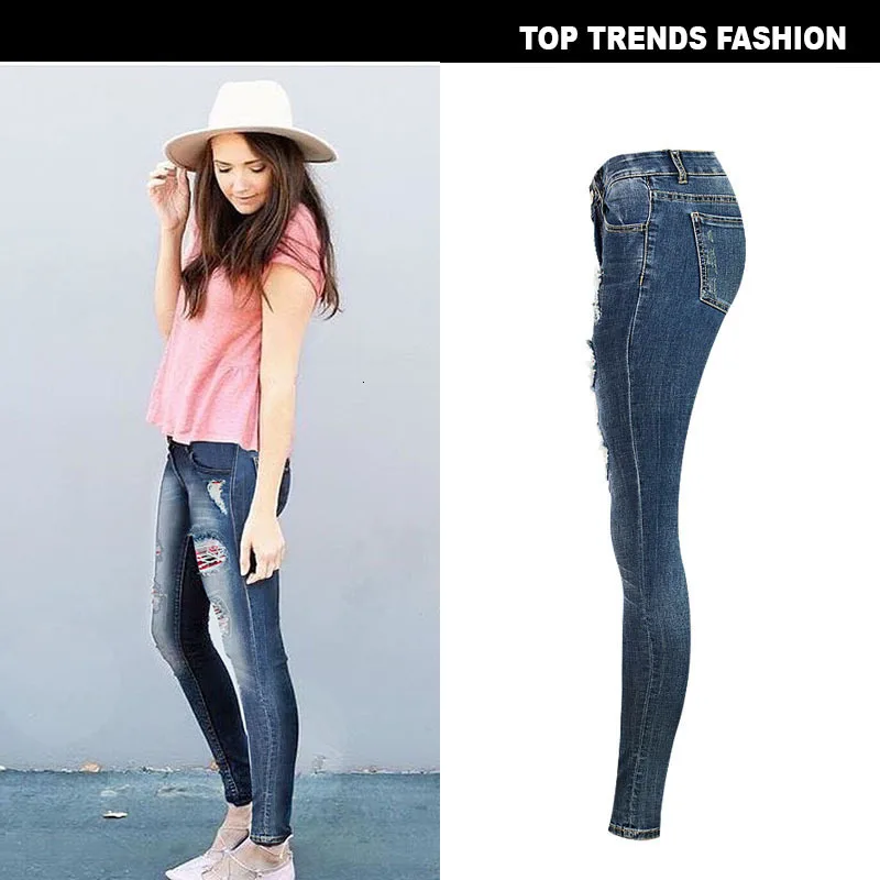 Suit-dress Holes Checkered Wash Wear Cowboy Trousers Bound Feet Pants | Женская одежда