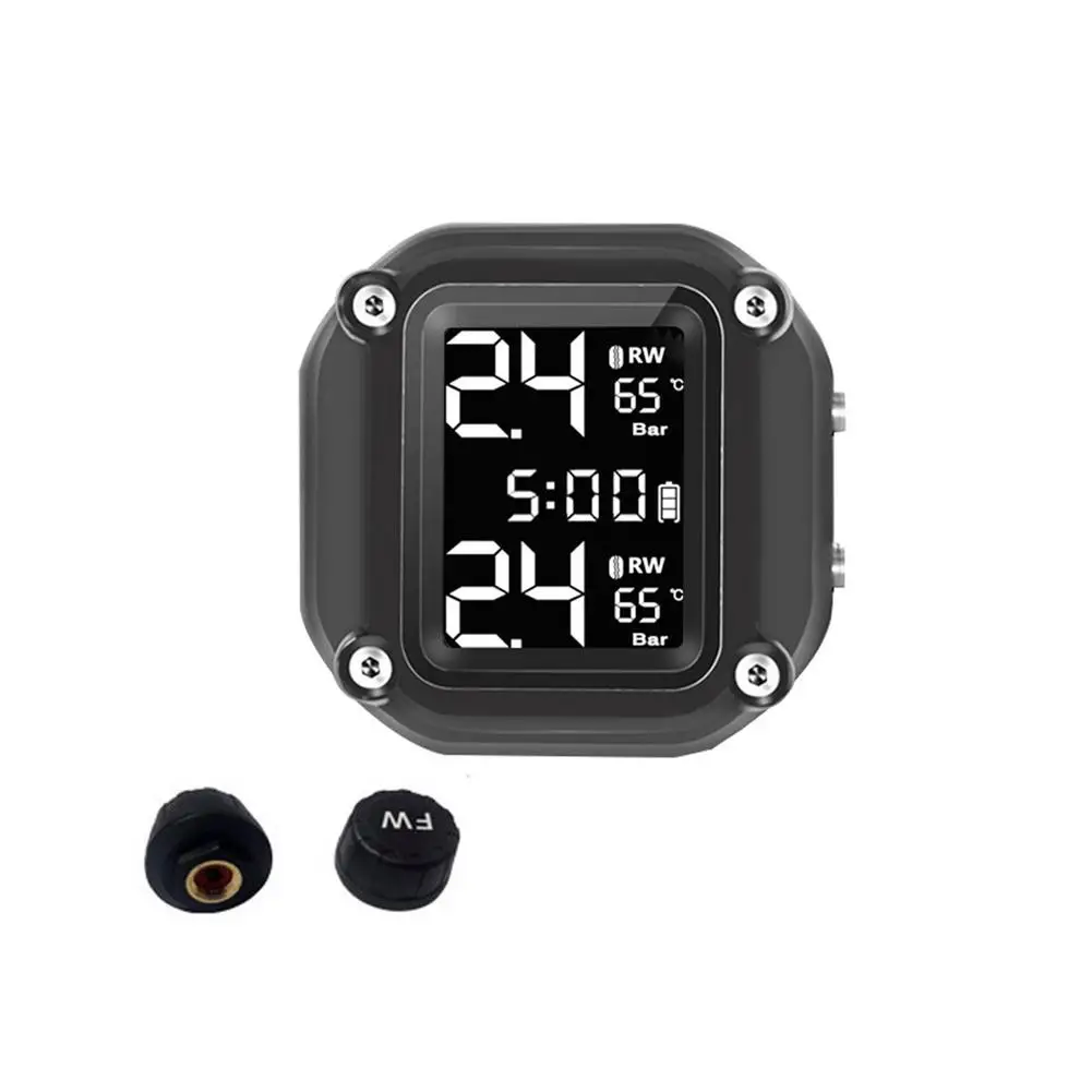 

Wireless Motorcycle TPMS Tire Pressure Monitoring System Motor Tyre LCD Display External Tire Pressure Sensors Alarm System
