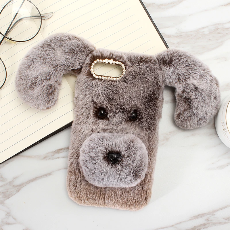 Милый объемный зимний чехол для телефона с длинным ворсом собаки сделай сам