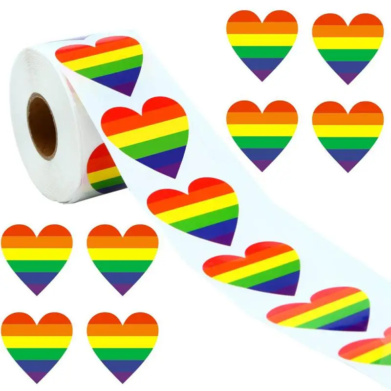 

500 шт. Стикеры для геев гордости s Love Pride Rainbow стикеры s Love Heart наклейка для выпечки стикер 1 дюйм Love Rainbow в форме сердца стикер