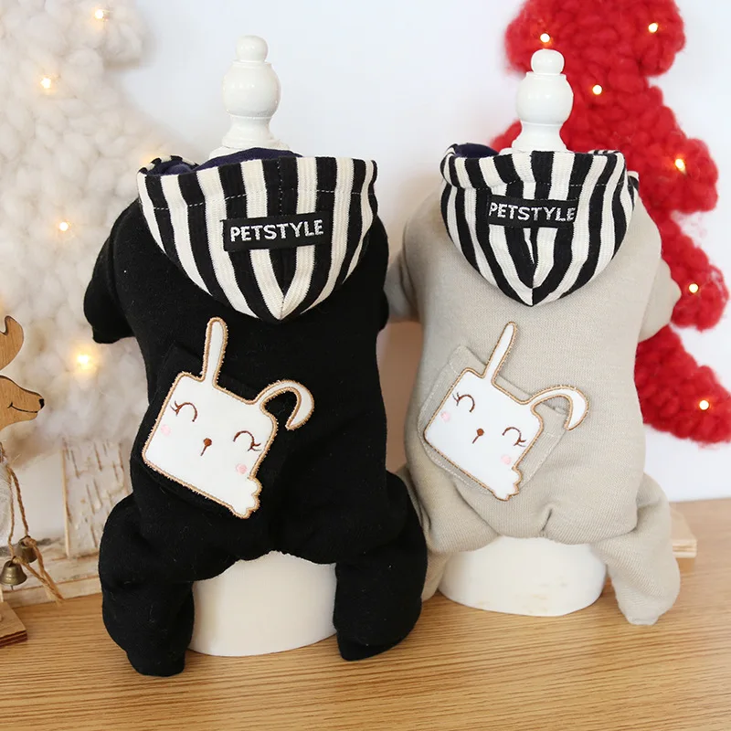 Одежда для собак маленького размера с принтом шерстяной комбинезон теплый