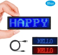 led name tag led name badge rechargeable led business card sign with 44x11 pixel usb programming digital display for hotel blue